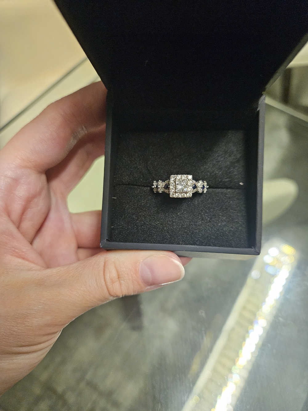 Vera Wang 1 CT. T.W. Diamond and Blue Sapphire Ring - Picture 2 of 10